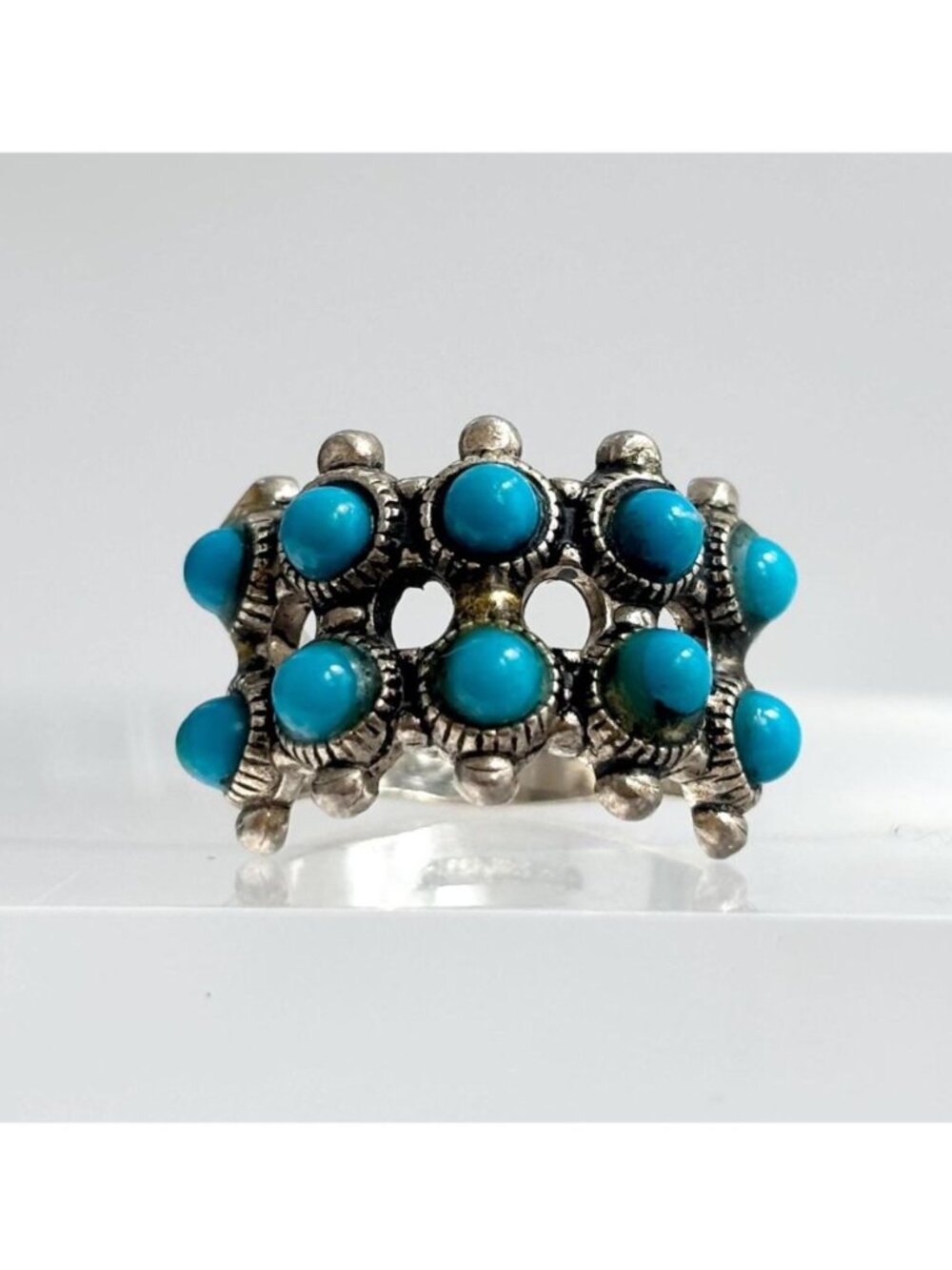 Joseph Esposito Natural Turquoise Sterling Silver 925 Banded Vintage Ring sz 3.5